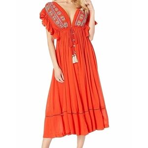 Free People Will Wait For You Red Maxi Dress